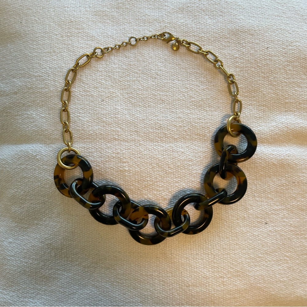 J.Crew Tortoise Shell Necklace - Gold and Brown Chunky Statement Necklace